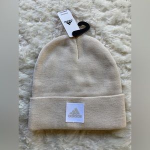 Adidas Women's 1x1 Cuff Fold Beanie, Stocking Hat, Beige, White, NWT